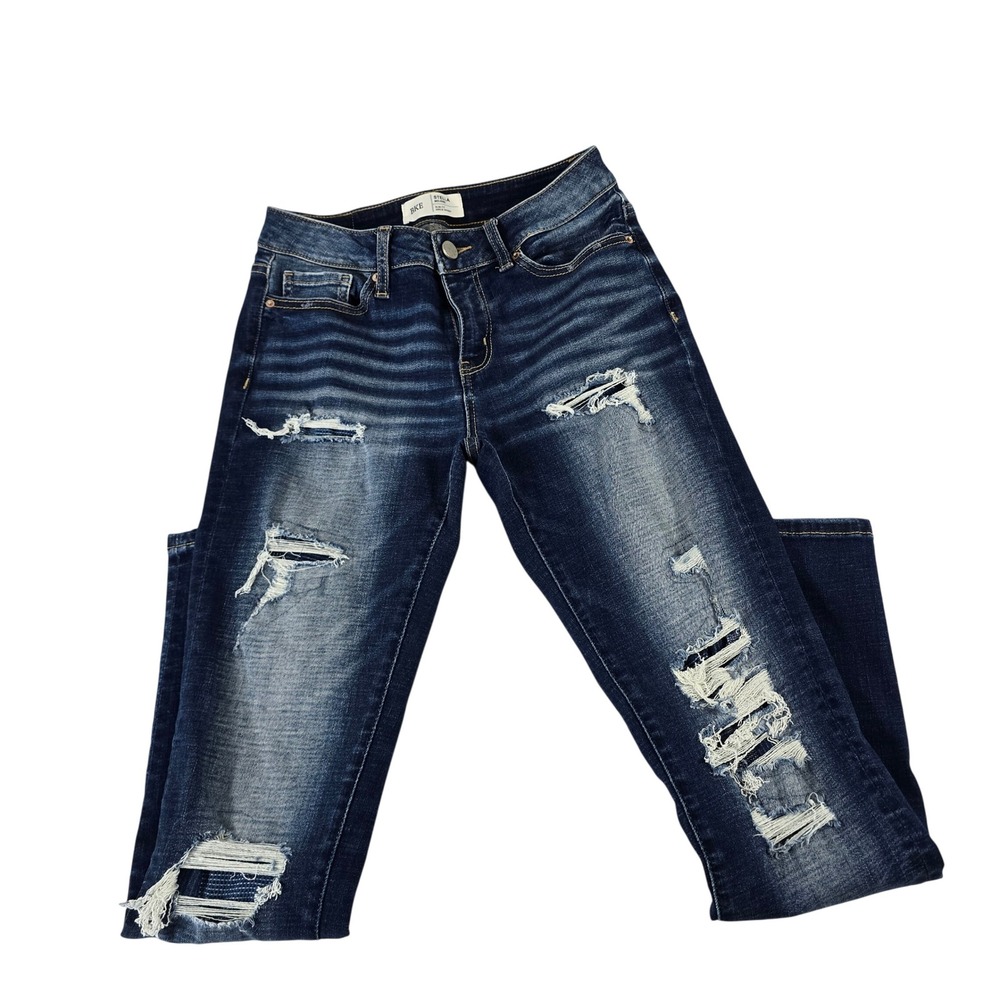 BKE Stella Mid-Rise Slim Fit Ankle‎ Skinny Distressed Dark Wash Jeans Size 26